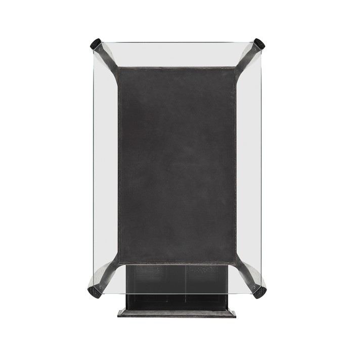 Rectangular Architects Black Mocha Oak End Table with Under-tier and Glass Top