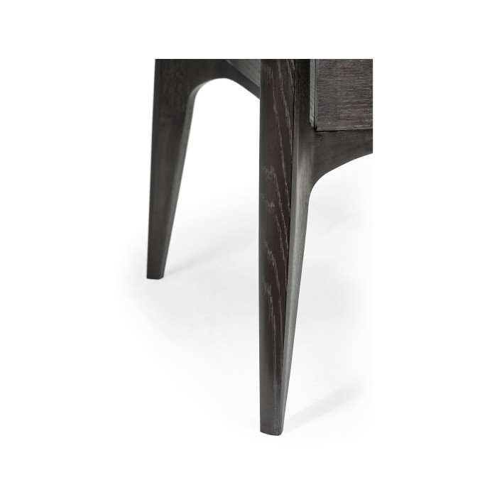 Rectangular Architects Black Mocha Oak End Table with Under-tier and Glass Top