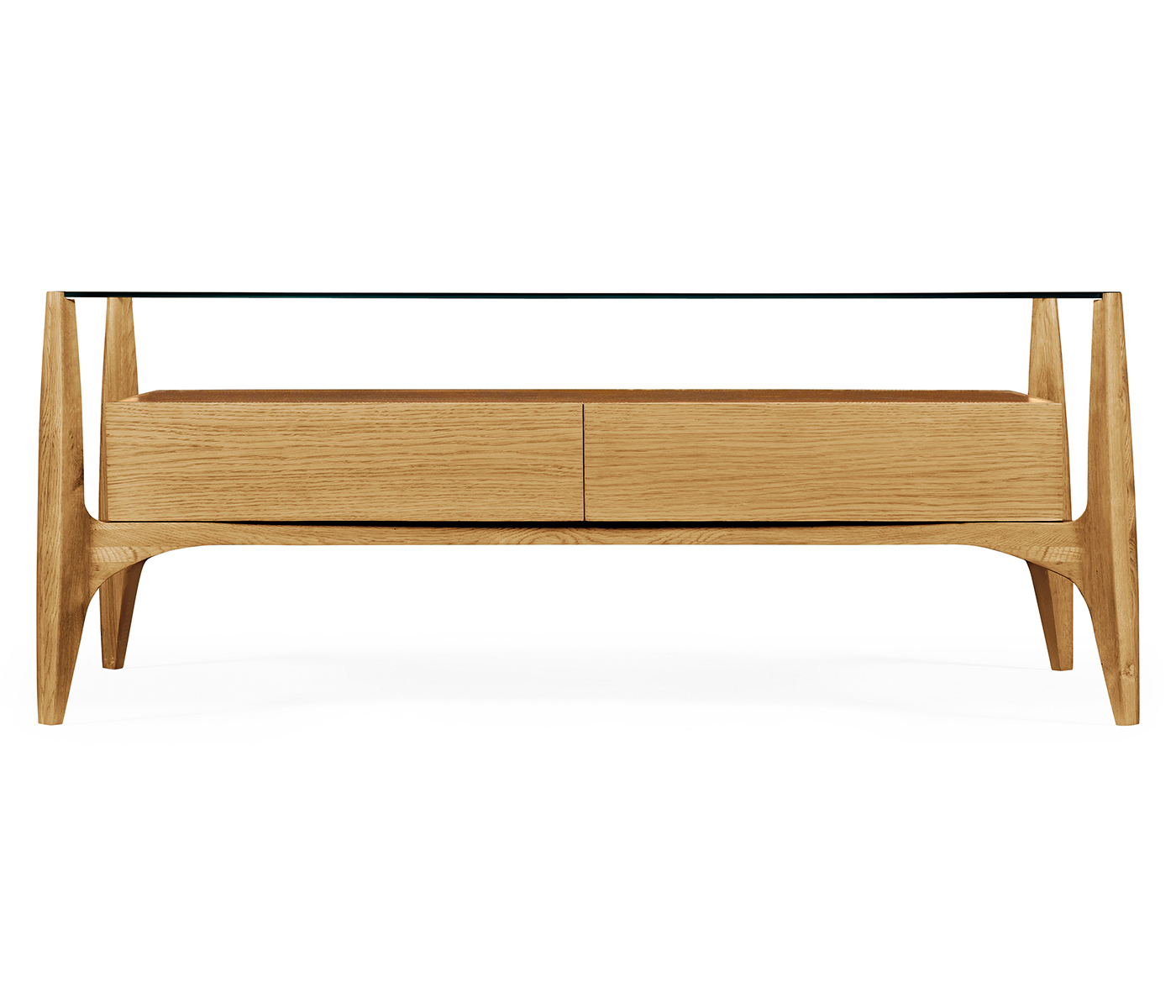 Architects Cocktail Table with Drawers and Glass Top