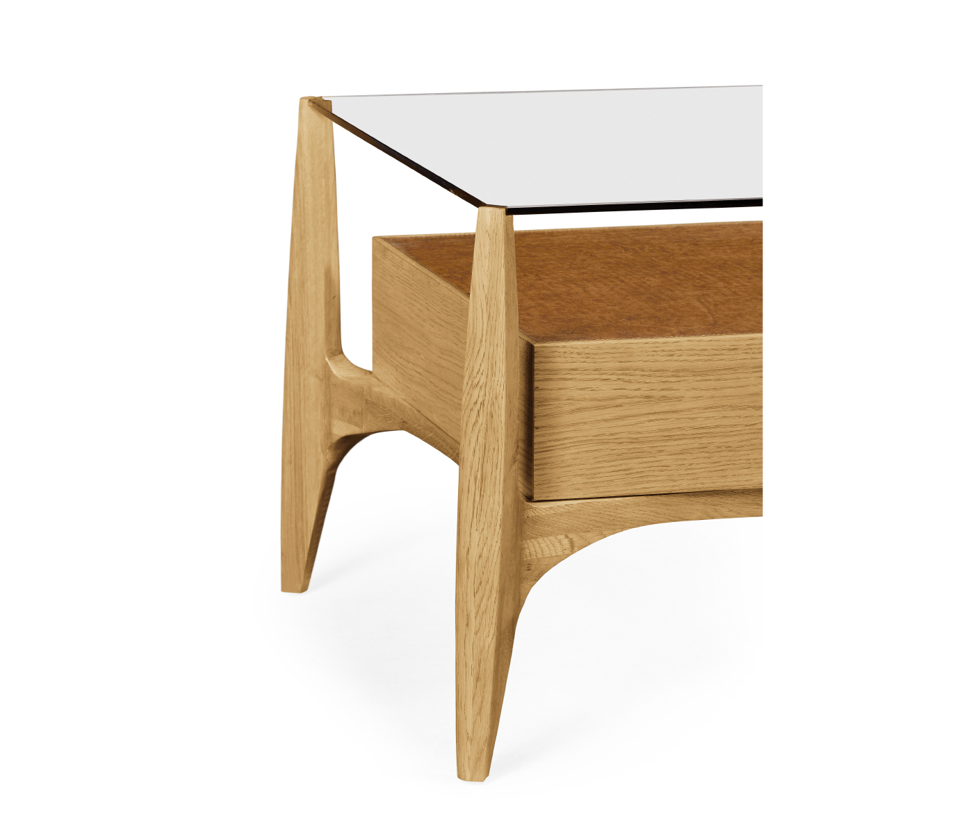 Architects Cocktail Table with Drawers and Glass Top