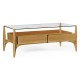 Architects Cocktail Table with Drawers and Glass Top