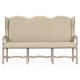 Three-seater bench in Limed Acacia, upholstered in MAZO
