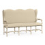Three-seater bench in Limed Acacia, upholstered in MAZO