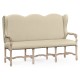 Three-seater bench in Limed Acacia, upholstered in MAZO