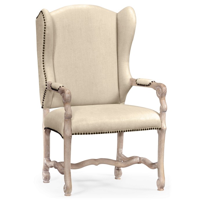 Upholstered Arm Chair in Limed Acacia