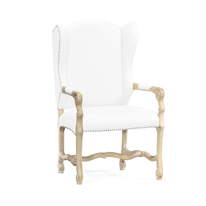 Upholstered Arm Chair in Limed Acacia