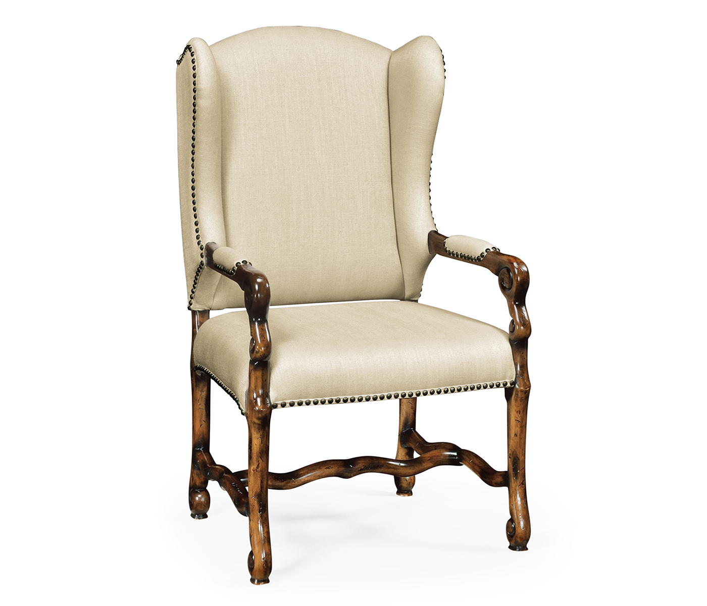 Upholstered Arm Chair in Rustic Walnut
