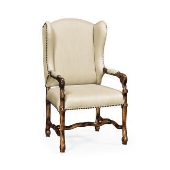 Upholstered Arm Chair in Rustic Walnut