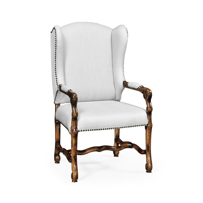 Upholstered Arm Chair in Rustic Walnut (COM)