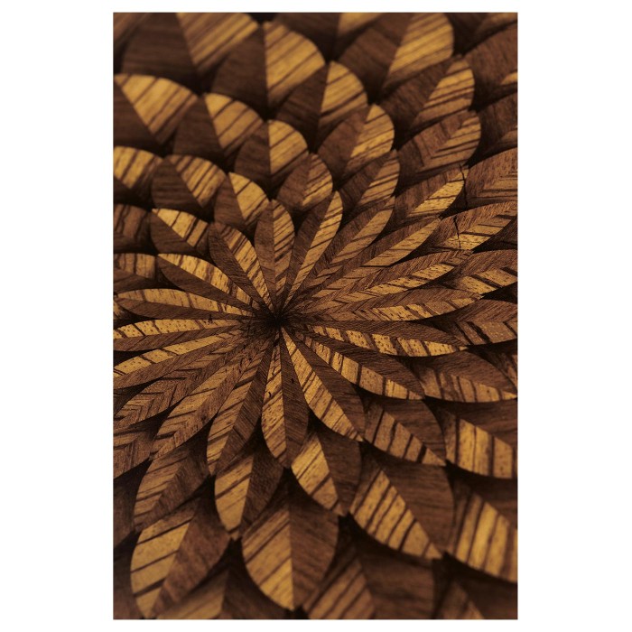 Feather Inlay & Stainless Steel Round Side Table