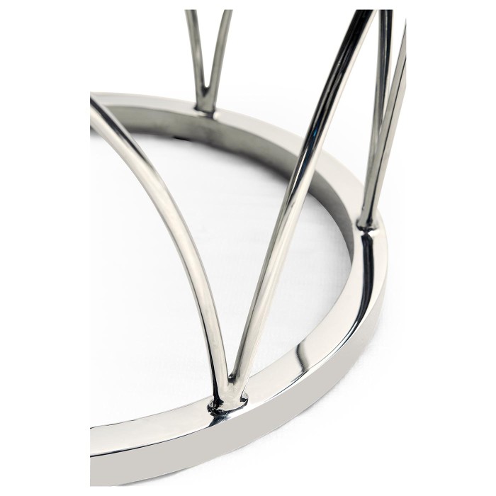 Feather Inlay & Stainless Steel Round Side Table