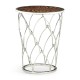 Feather Inlay & Stainless Steel Round Side Table