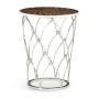 Feather Inlay & Stainless Steel Round Side Table