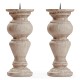 Pair of Small Candlesticks in Limed Acacia