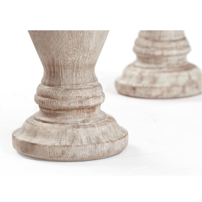 Pair of Small Candlesticks in Limed Acacia