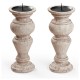Pair of Small Candlesticks in Limed Acacia
