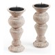 Pair of Small Candlesticks in Limed Acacia
