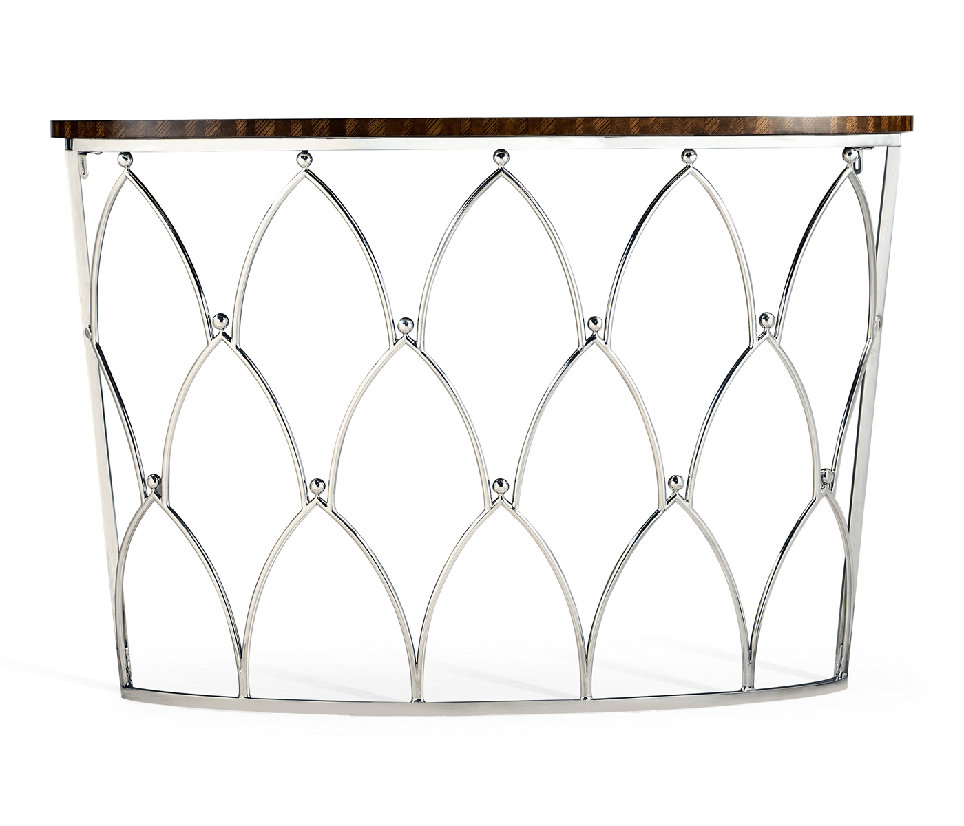 Feather Inlay Demilune Console Table