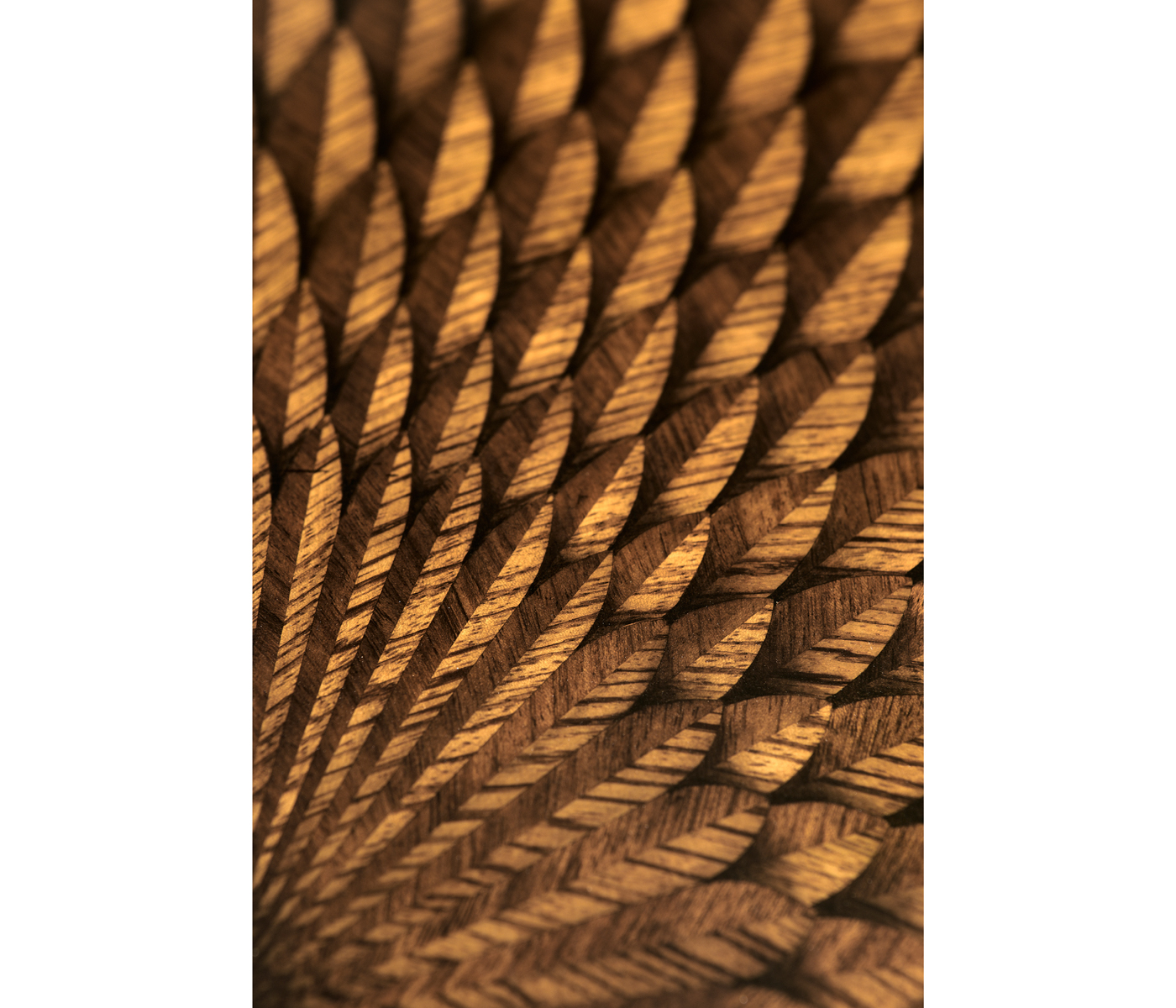 Feather Inlay Demilune Console Table
