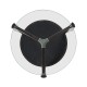 Architectural Round Black Leather & Black Mocha Oak End Table with Glass Top