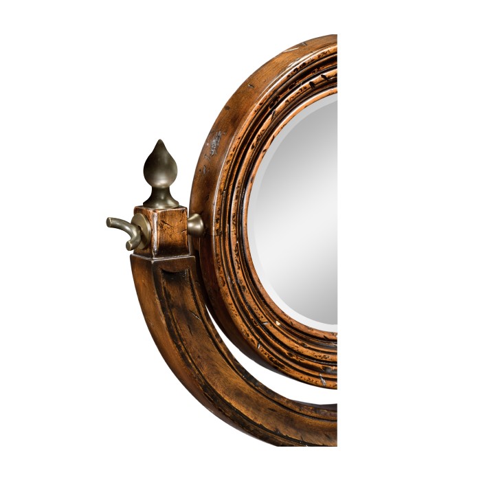Small rotating mirror in Rustic Walnut