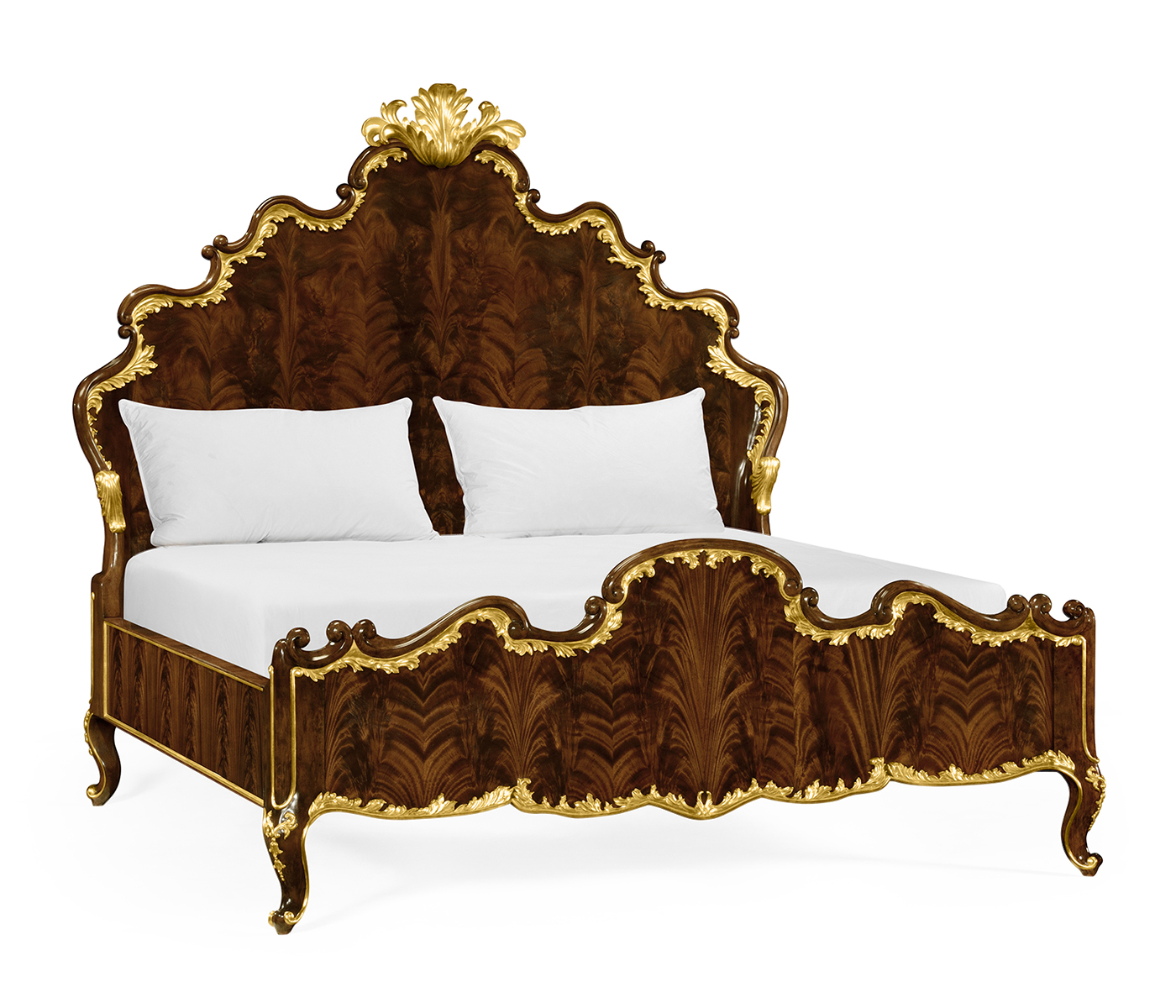 High Lustre Mahogany & Gilded Cali King Bed