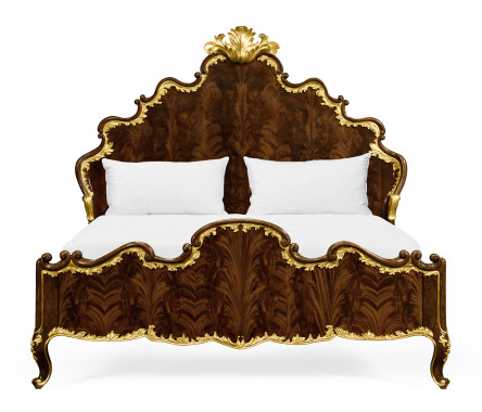 High Lustre Mahogany & Gilded UK King Bed