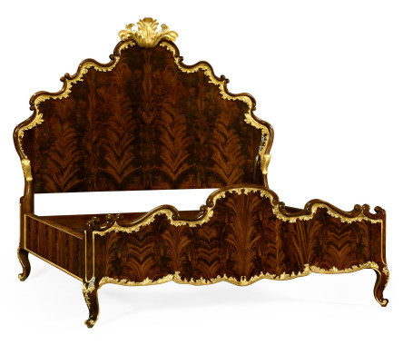 High Lustre Mahogany & Gilded UK Queen Bed