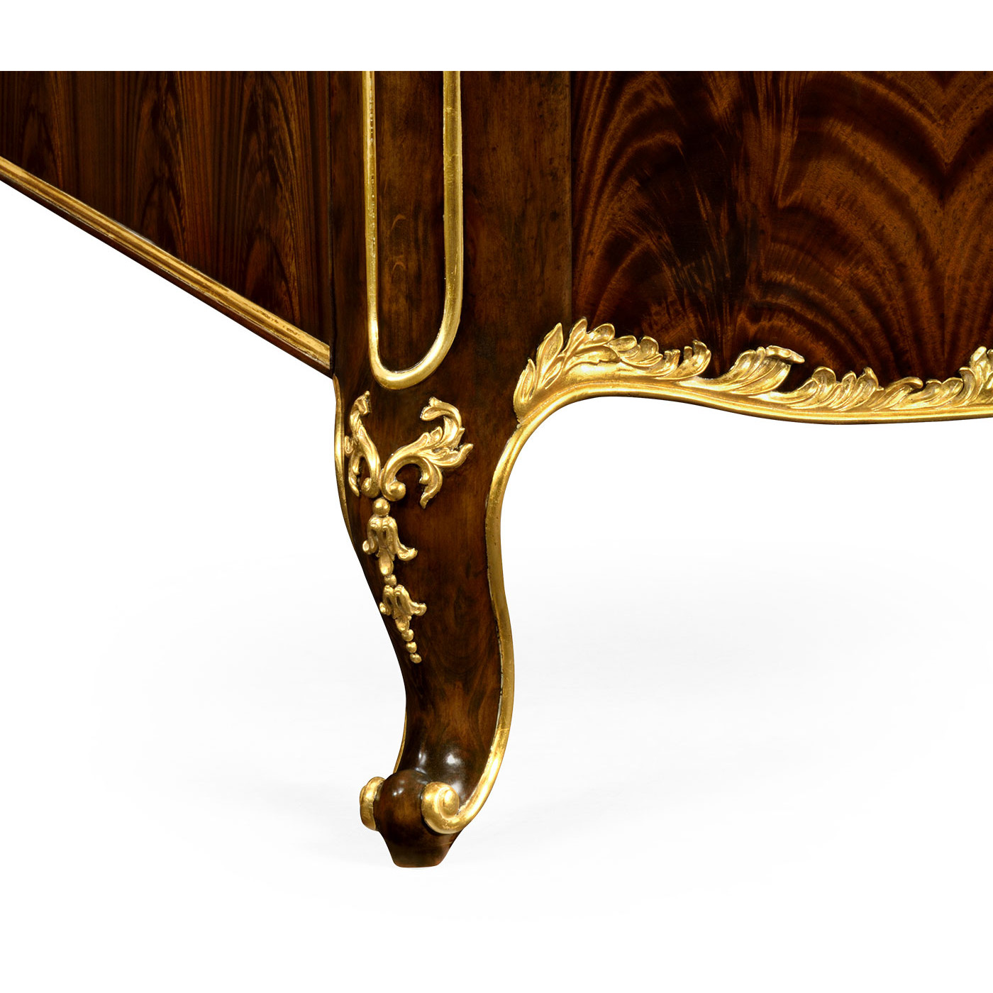 High Lustre Mahogany & Gilded UK Queen Bed