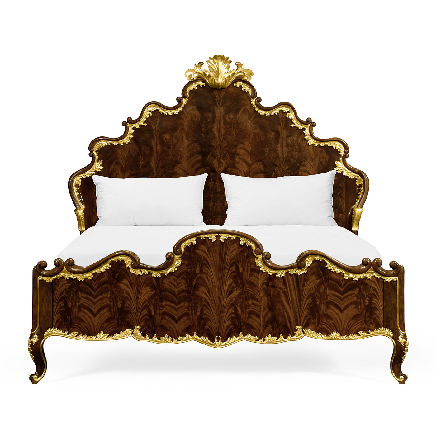 High Lustre Mahogany & Gilded UK Queen Bed