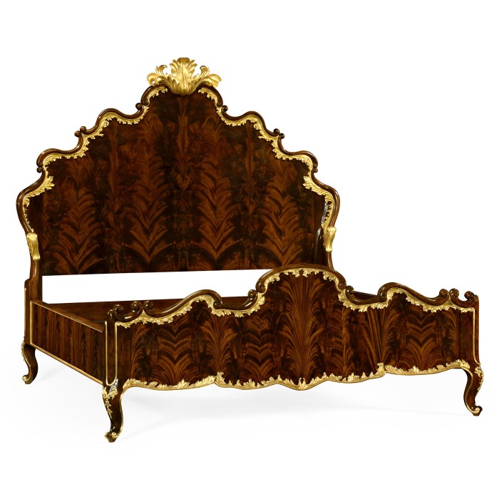 High Lustre Mahogany & Gilded US Queen Bed