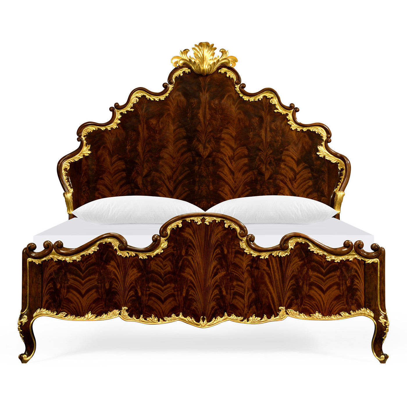High Lustre Mahogany & Gilded US Queen Bed