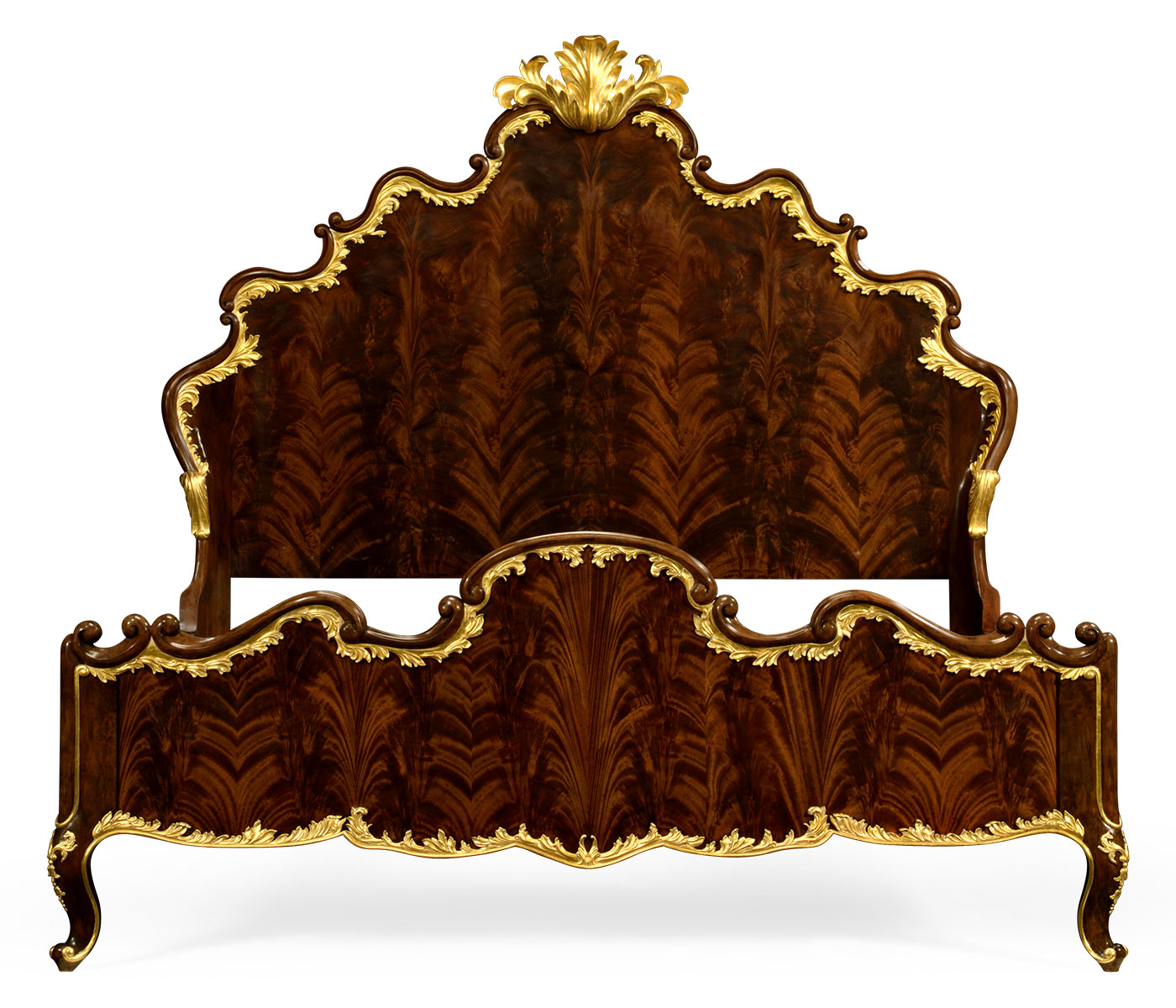 High Lustre Mahogany & Gilded US Queen Bed