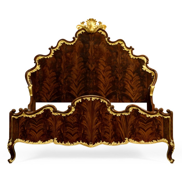 High Lustre Mahogany & Gilded US Queen Bed