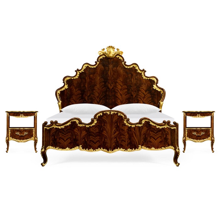 High Lustre Mahogany & Gilded US Queen Bed