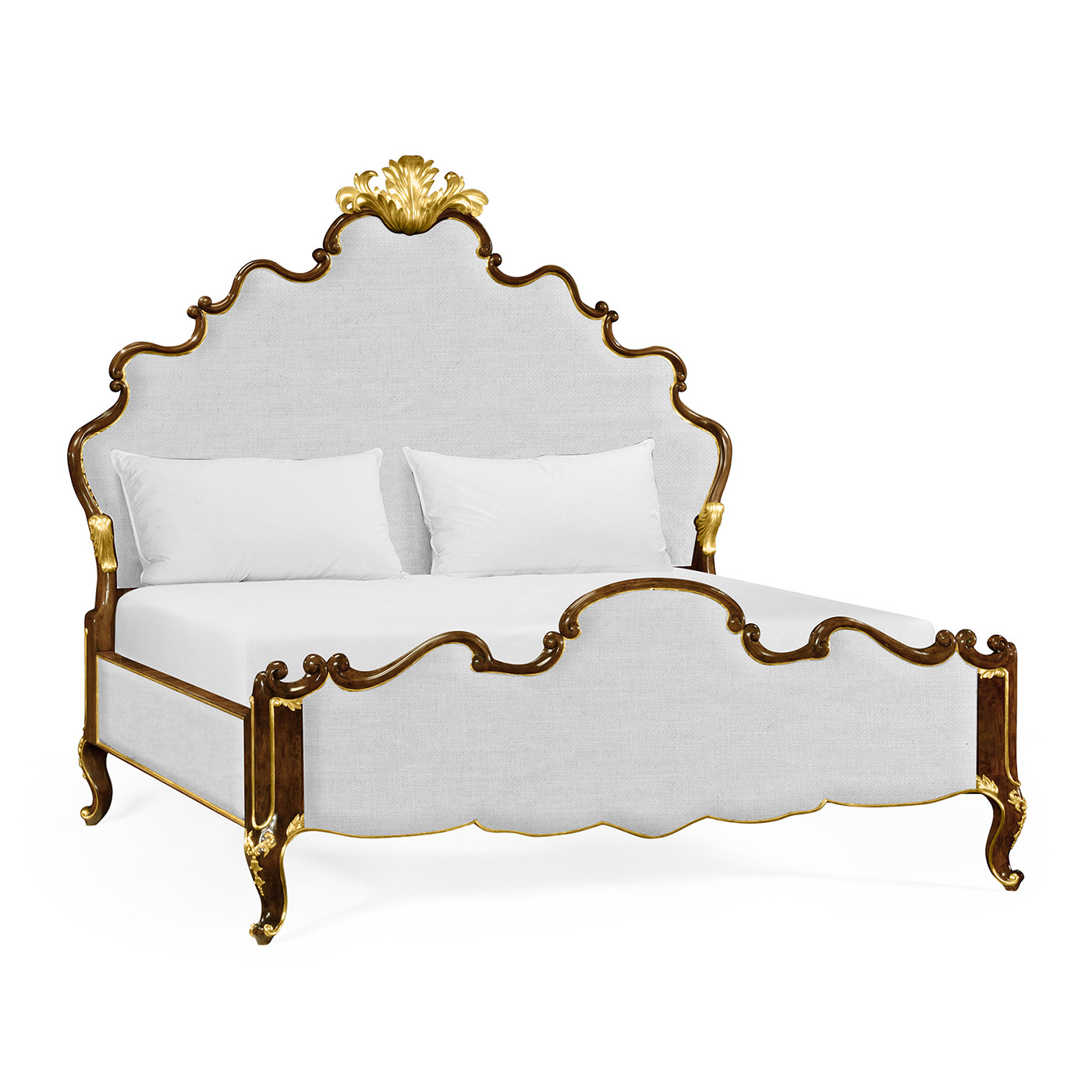 High Lustre Mahogany & Gilded US Queen Bed