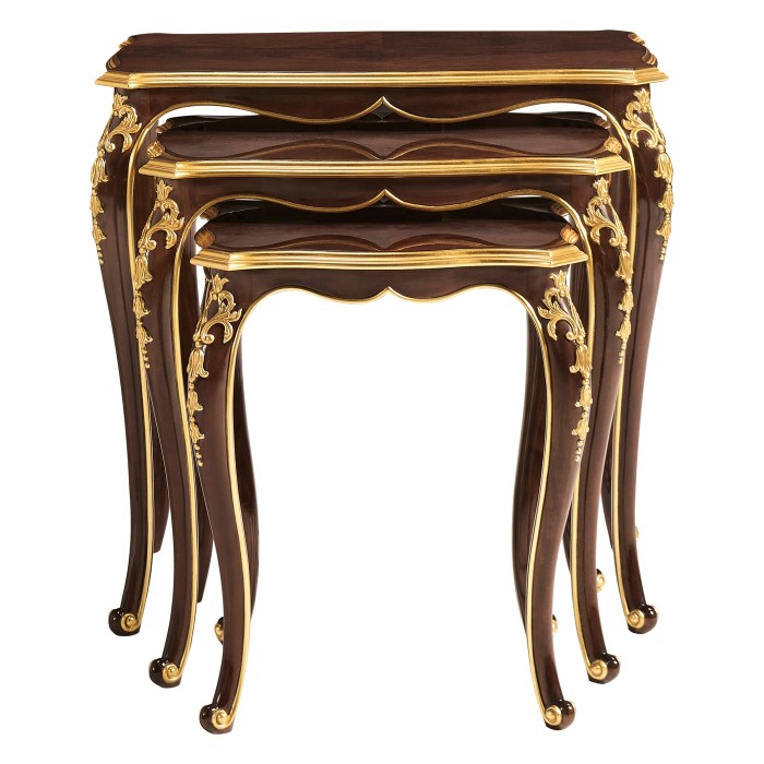 Nesting tables with gilt carved detailling