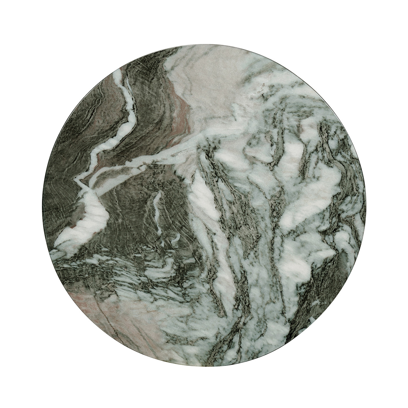 Round Faux Black & Grey Marble Cut-Out Lamp Table