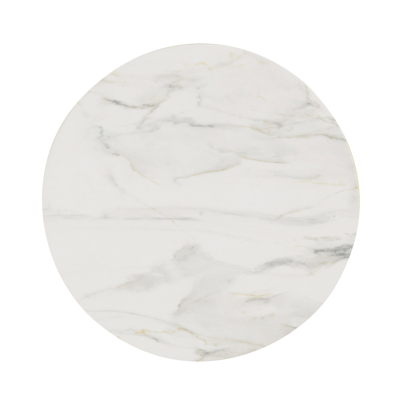 Round Faux White & Grey Marble Cut-Out Lamp Table