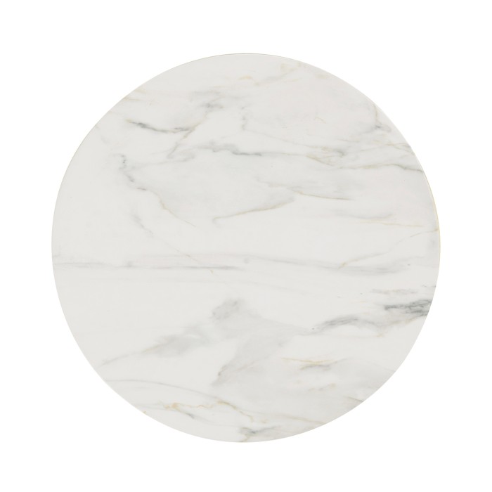 Round Faux White & Grey Marble Cut-Out Lamp Table