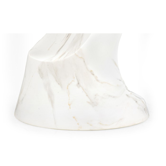 Round Faux White & Grey Marble Cut-Out Lamp Table
