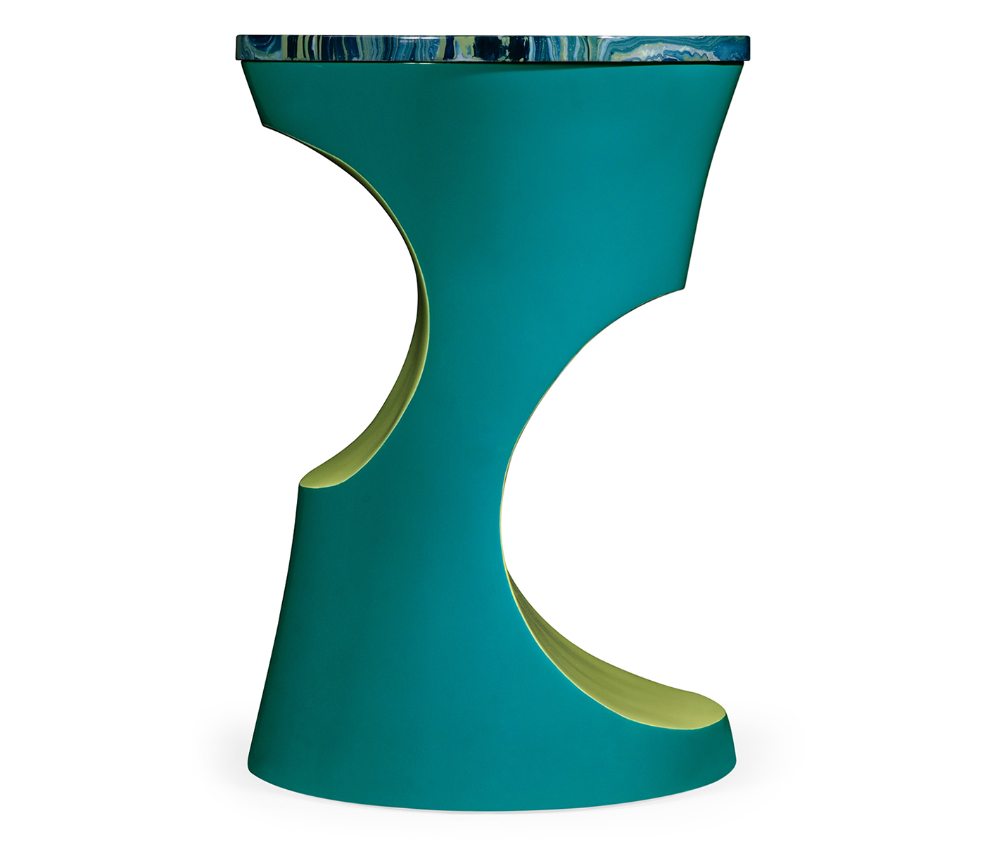 Teal Round Cut-Out Lamp Table