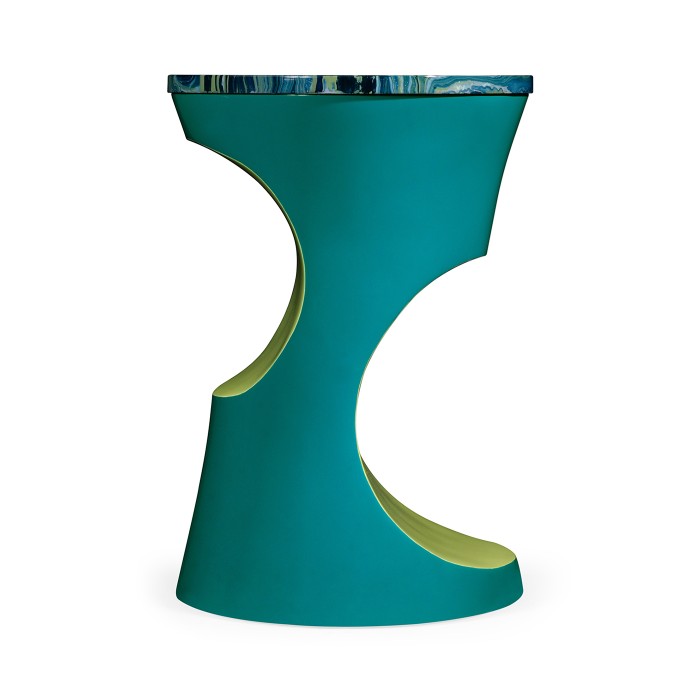Teal Round Cut-Out Lamp Table