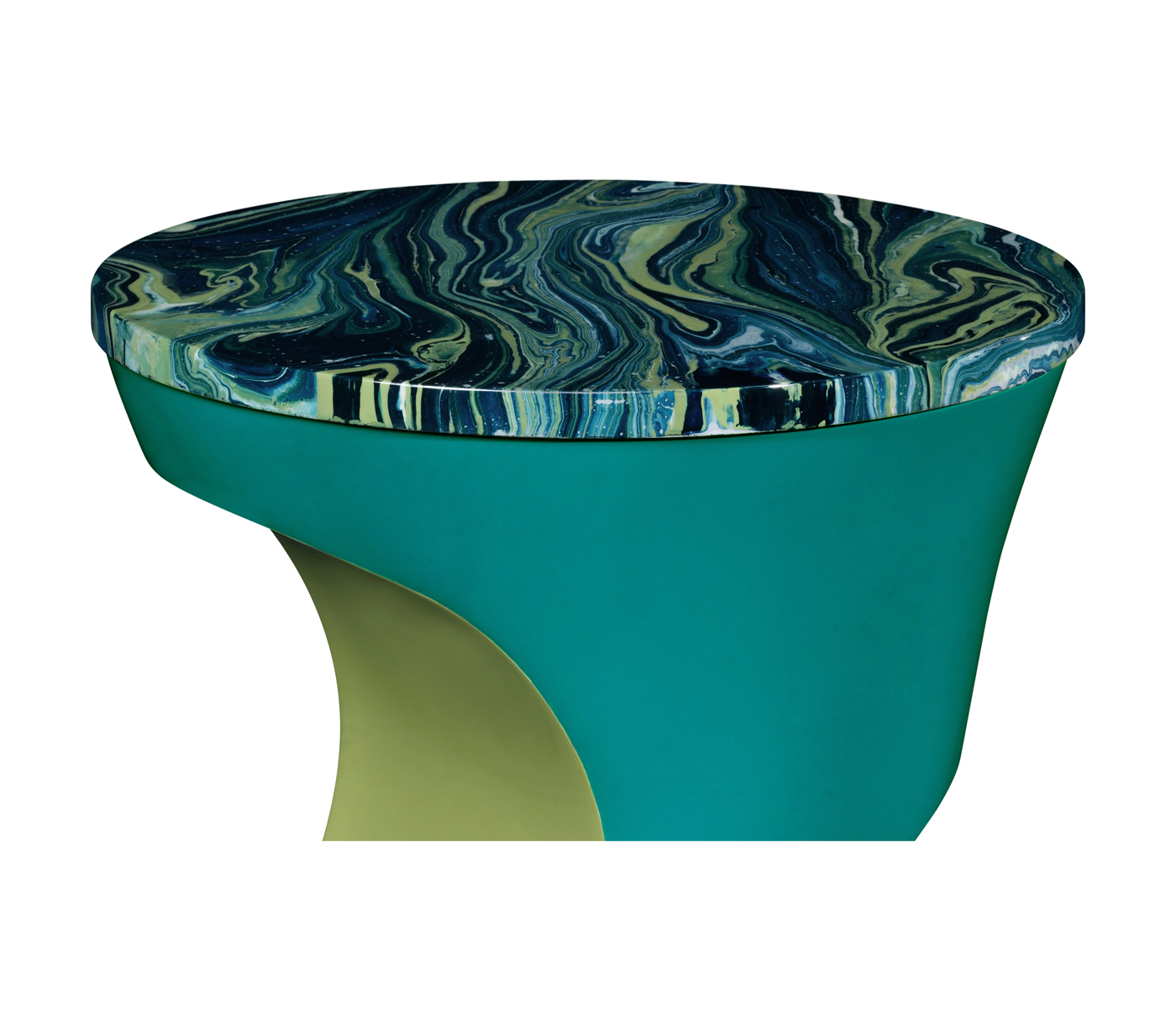 Teal Round Cut-Out Lamp Table