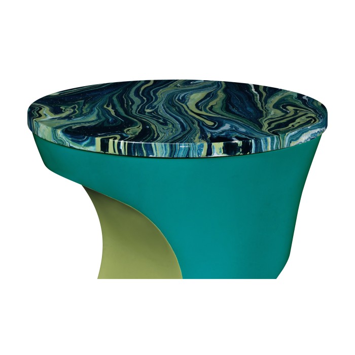 Teal Round Cut-Out Lamp Table