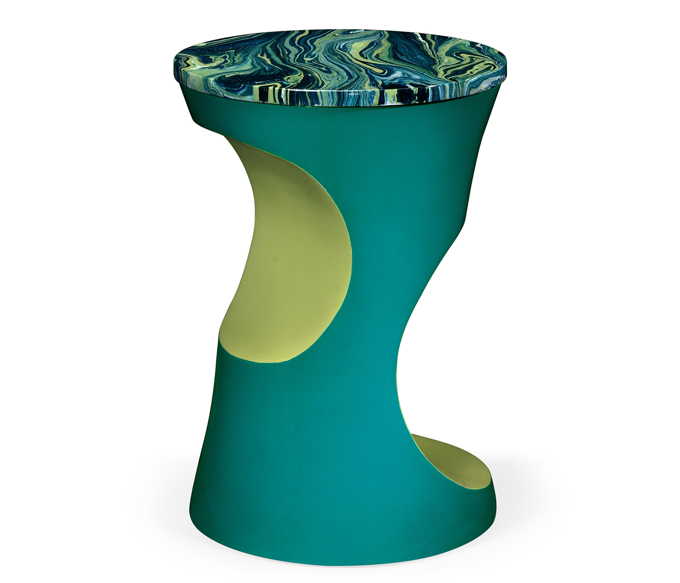 Teal Round Cut-Out Lamp Table