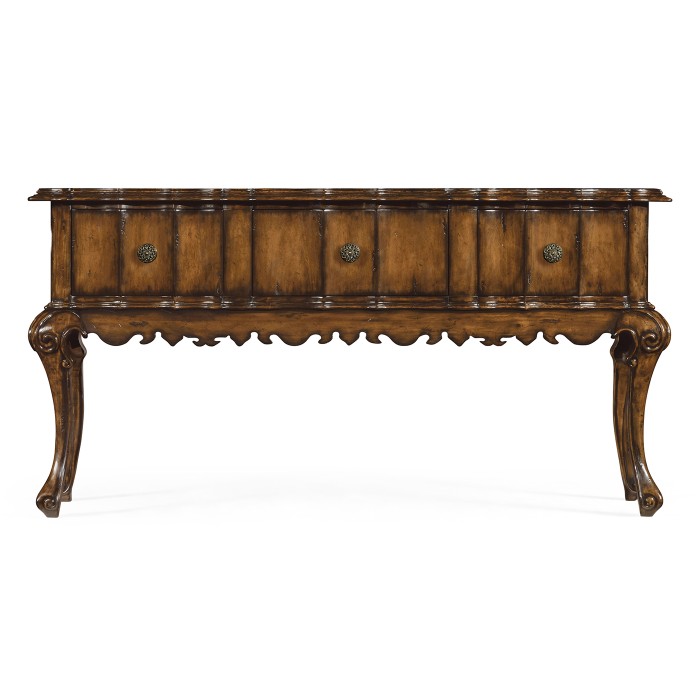 Rectangular Console Table in Rustic Walnut with Drawers