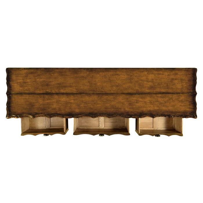 Rectangular Console Table in Rustic Walnut with Drawers