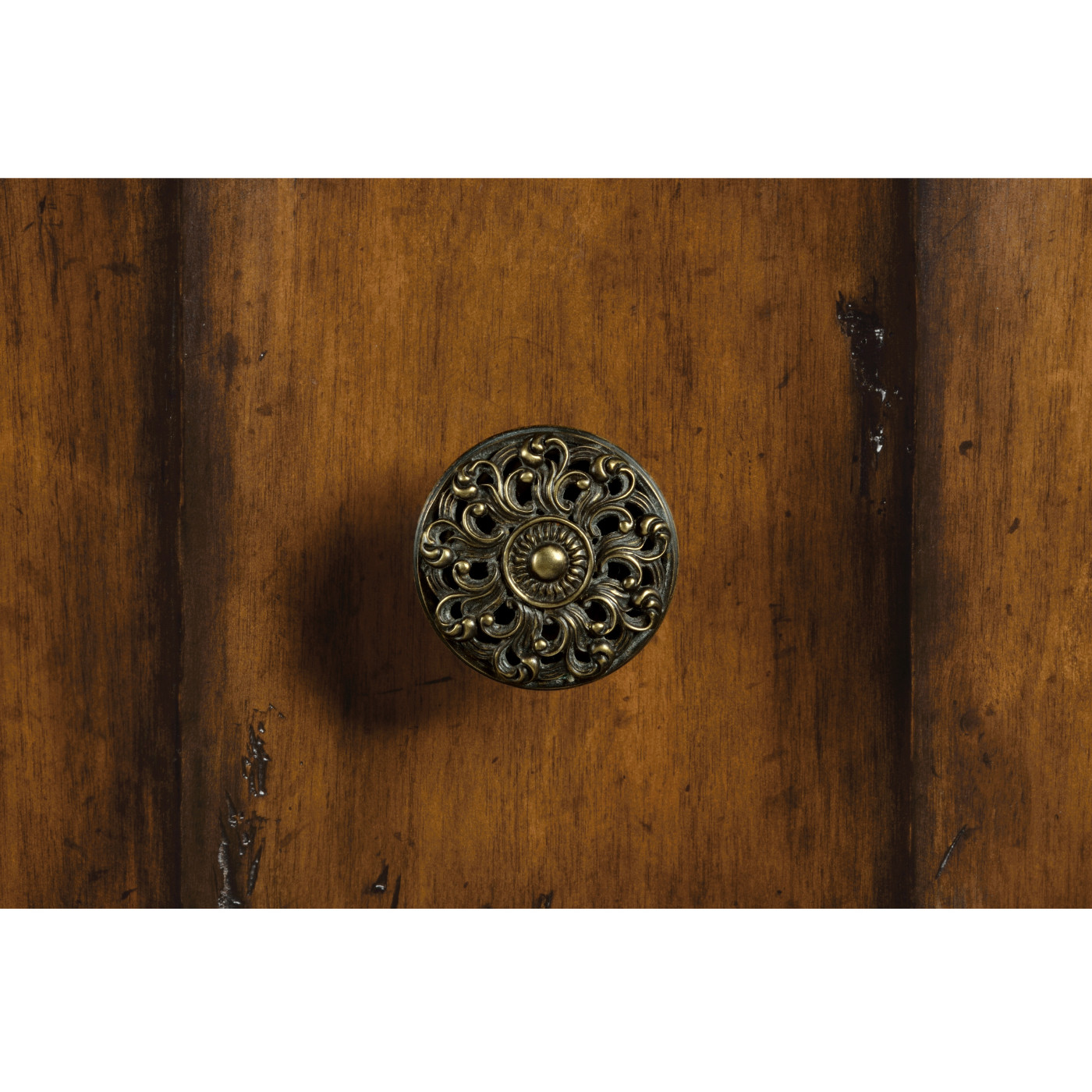 Rectangular Console Table in Rustic Walnut with Drawers
