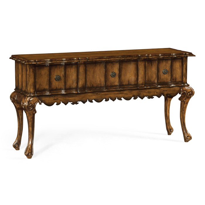 Rectangular Console Table in Rustic Walnut with Drawers